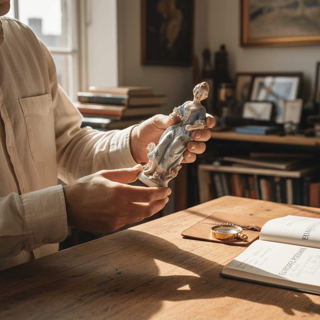 Specialist carefully evaluating item condition and authenticity